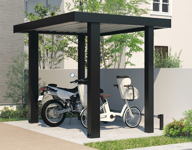 スチール折半屋根のサイクルポート