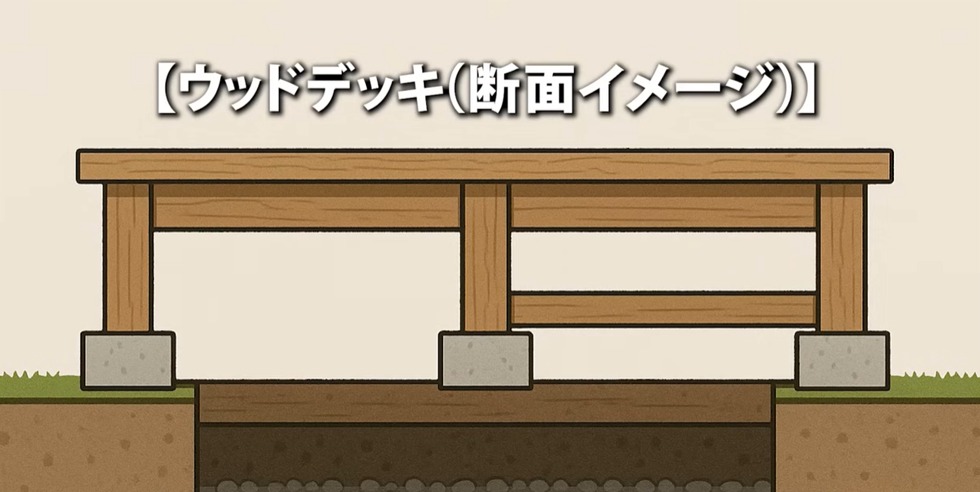 ウッドデッキ断面