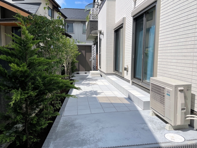 タイルとコンクリートで使いやすい庭 西東京市 東京都福生市 外構 庭 エクステリア アサクラガーデン
