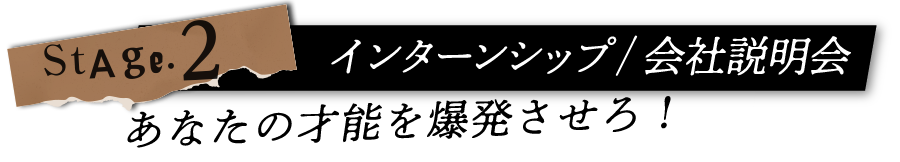 stage2 インターンシップ/会社説明会　あなたの才能を爆発させろ！