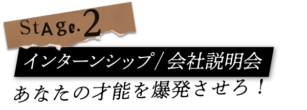 stage2 インターンシップ/会社説明会　あなたの才能を爆発させろ！