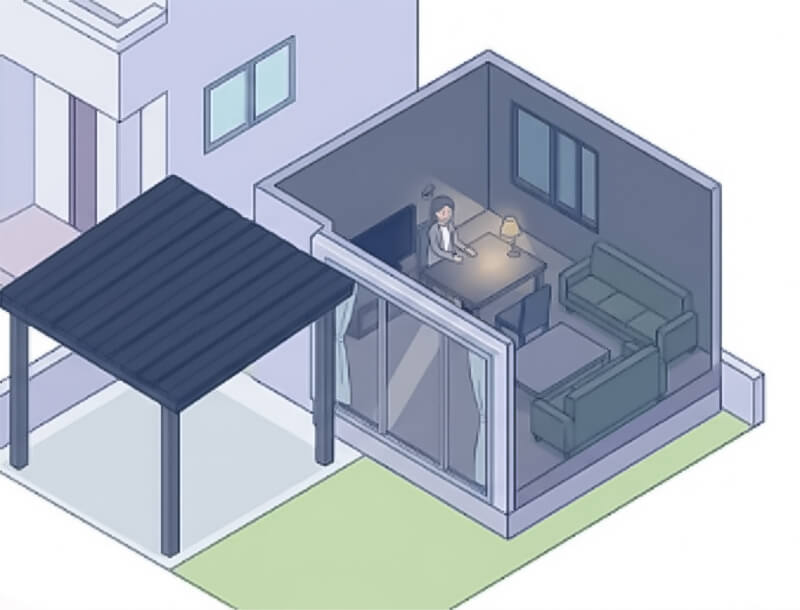 隣接するリビングなどが暗くなる