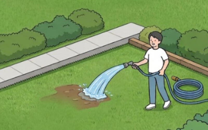 水で洗い流す